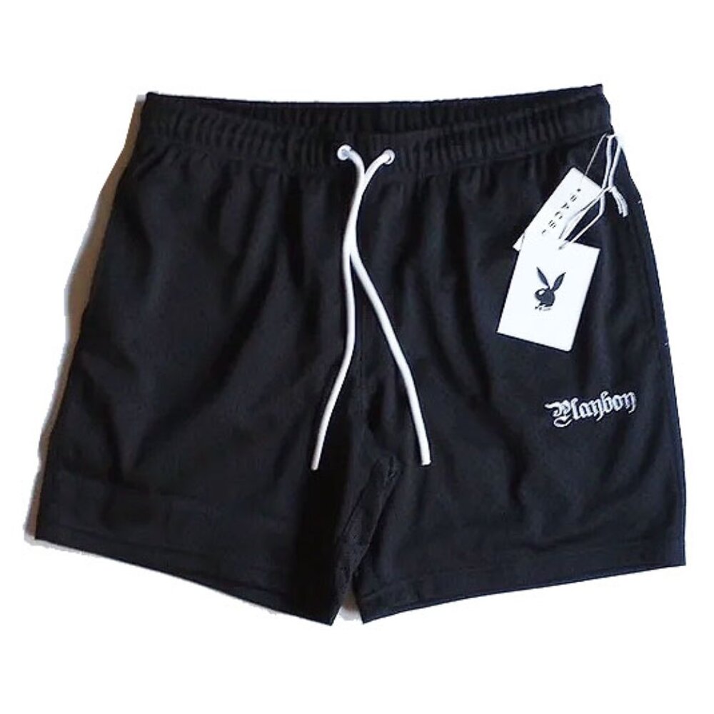 PacSun Playboy Mesh Athletic Shorts M Black White Logo